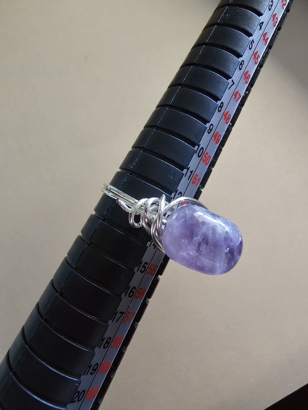 Hand Crafted Silver Wire Ring with Purple Amethyst - Picture 5 of 7